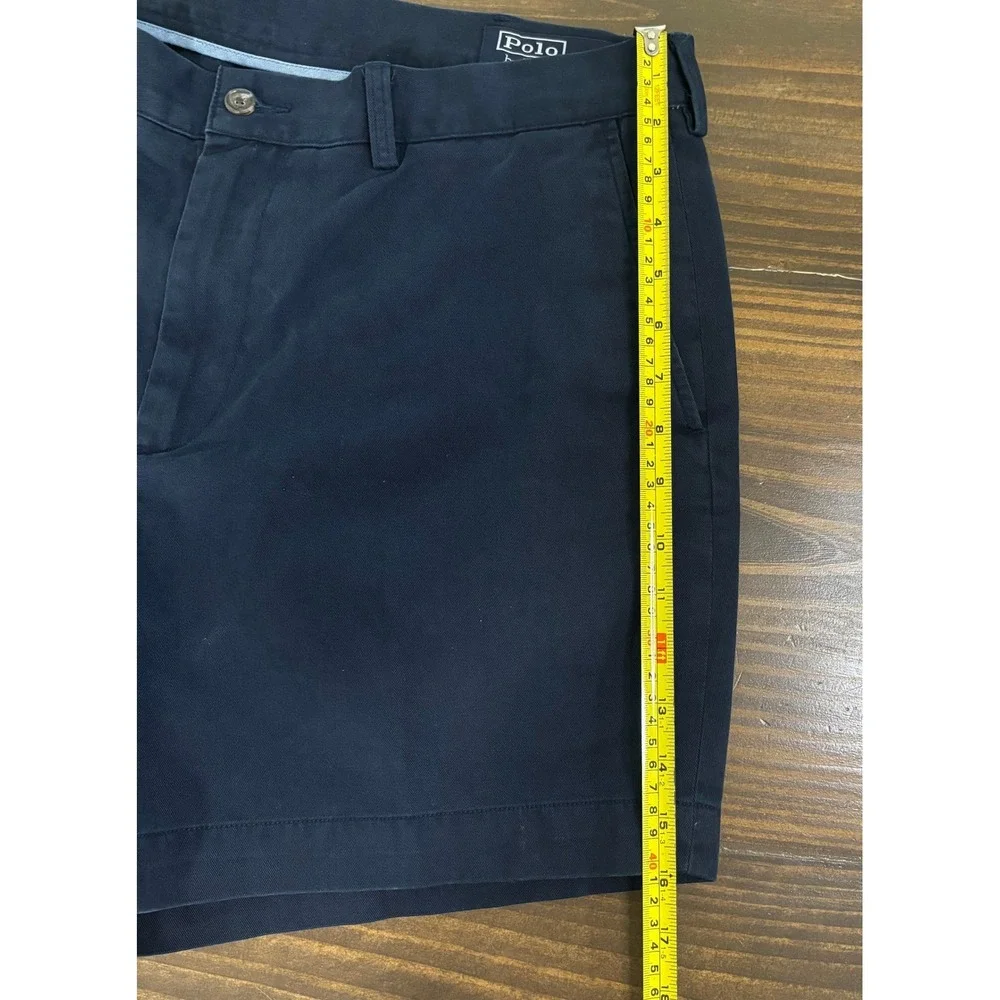 POLO RALPH LAUREN Chino Shorts Mens 36 Navy Blue Cotton Twill Casual Preppy